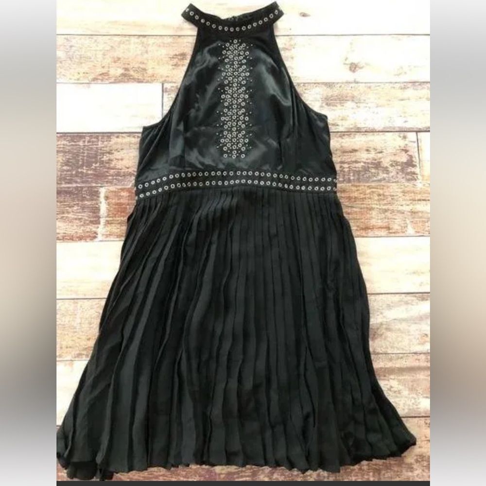 Catherine Malandrino Halter Neck Pleated Silk Mini Dress Sz 12 Party Grunge Chic